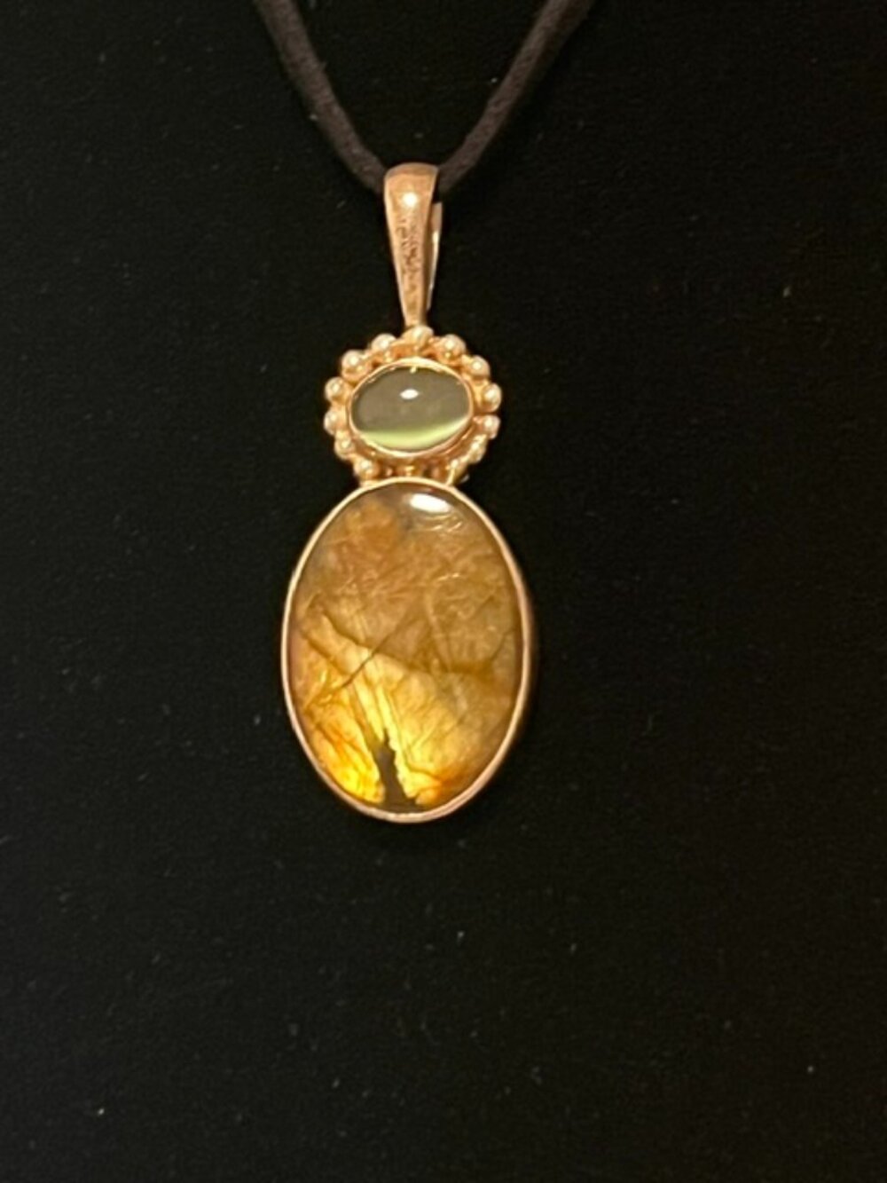 Sajen Labradorite and Blue Tourmaline Sterling 2" Pendant/Brooch